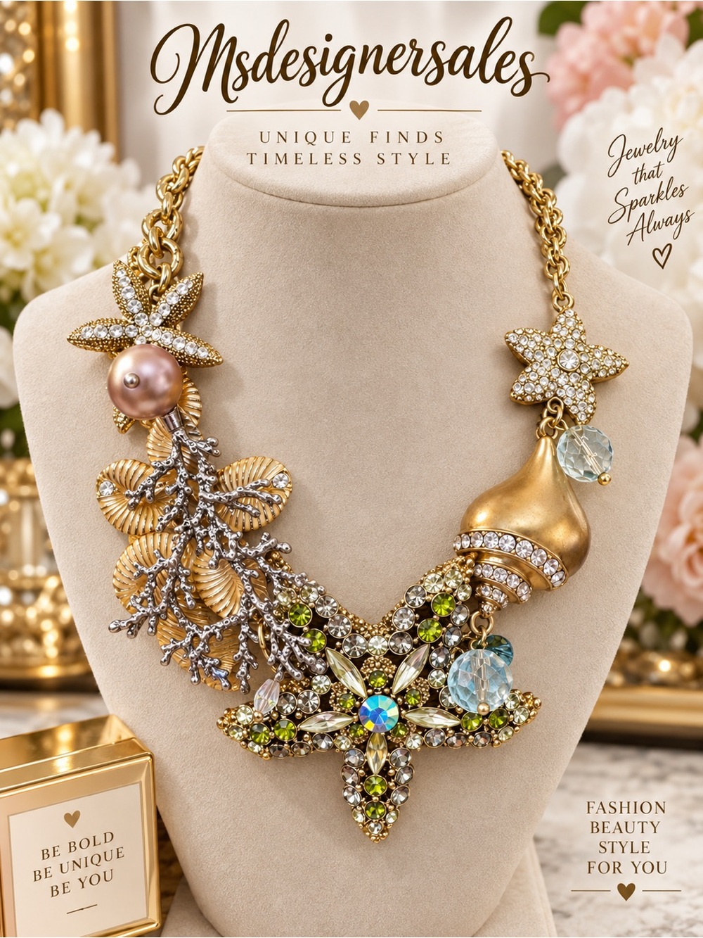 Gold and Multicolor Statement Necklace